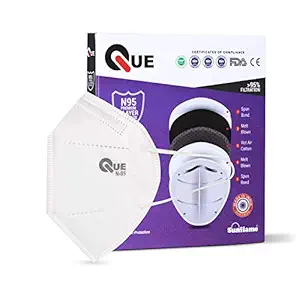 Sunflame Que N95 Face Masks with Earloops, 5 Layers, Reusable and Washable, GMP/FDA/CE/ISO Approved, Anti Pollution, Anti-Dust (Pack of 10) (Que N95 5 Layer Mask)