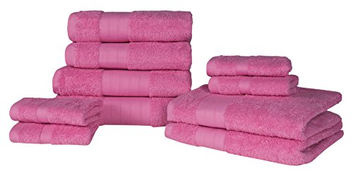 Dreamscene Luxus Handtuch Weich Bale Geschenk-Set, Baumwolle, pink, 10-tlg.