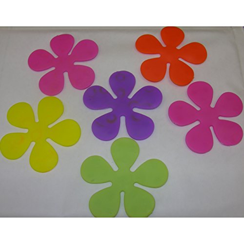 6 Antirutsch Sticker FLOWER POWER Pad Saugnapf Stopper für Wanne und Dusche bunte Blumen Retro