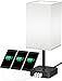 Price comparison product image COZOO USB Bedside Table Desk Lamp with 3 USB Charging Ports,Black Charger Base with White Fabric Shade, LED Light for Bedroom/Nightstand/Living Room/Office/Desktop