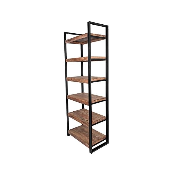 Homescapes Columbus Tall Bookshelf or Display Unit - Industrial Reclaimed Wood Furniture Versatile Bookcase with Six Storage Shelves - Image 4