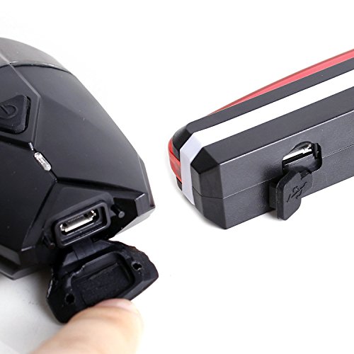 Unigear Wiederaufladbare LED Fahrradlampen Set als Fahradlicht Helmlicht für Radsport, Superhelle Fahrradbeleuchtung inkl. Frontlicht und Rücklicht, 3 Licht-Modi, 2 USB Kabel und 1 Lampenhalterung - 5