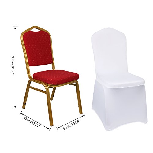 Cusfull 10 Stück Stuhlhussen Stretch Spandex Stuhlüberzug Polyester Universell Hussen für Hochzeit Esszimmer Restaurant – Weiß - 2