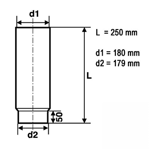 raik SH004-180-sw Rauchrohr / Ofenrohr 180mm – 250mm schwarz - 2