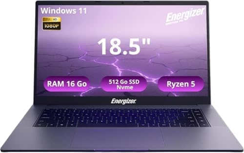 Energizer Energybook Pro 18.5 - PC portatile 18.5'' FHD IPS, AMD Ryzen 5 3.7 Ghz, 16 GB RAM, 512 SSD Nvme, PC portatile Ryzen, Vega 8, batteria 6000 mAh, AZERTY (francese)