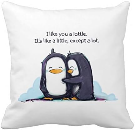 Ailiouen® Popular Decorative Pillow Case I Like You a Lottle Penguins Canvas Cushion Cover 18" x 18"