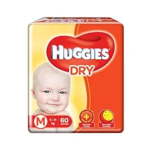 Huggies New Dry Diapers, Medium (Pack of 60)