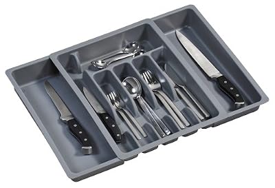 Kesper 30087 Range-Couvert Modulable Bambou Gris 29 x 6,5 x 38 cm