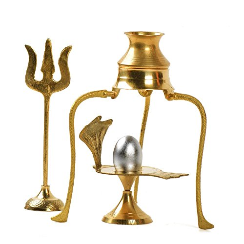 Pooja Art Gallery Pure 100% Brass Shiva Ling / Parad Shivling Set- Home Temple/ Office