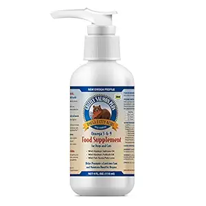 Grizzly Salmon Oil All-Natural Cat Food Supplement in Pump-Bottle Dispenser, 4 Ounces