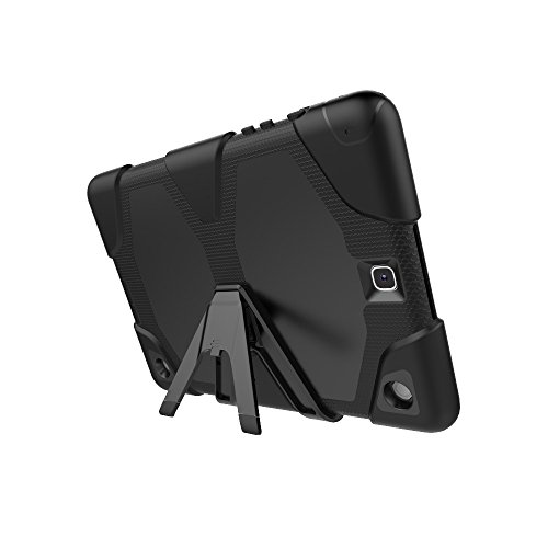 Outdoor Hülle für Samsung Galaxy SM-T550 Cover 9.7 Zoll 3in1 Stoßfest Hybrid SM-T555 Hardcase und Weiche Silikon Schutzhülle Tasche Case (Schwarz) - 4