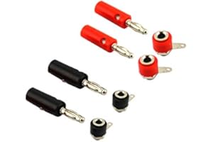 Movilideas - 4 Juegos Conectores Banana 4 Conector Macho y 4 Hembra 4mm Rojo y Negro.
