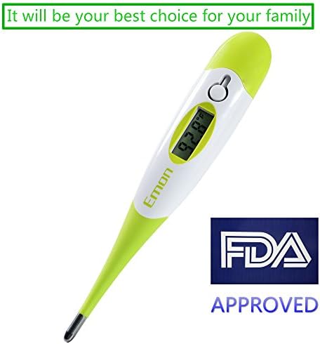 Emon Flexible Soft Tip Baby Digital Fever Thermometer for Oral Rectal or Armpit Use for Baby Child and Adult Green & White