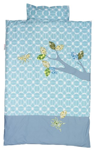 Taftan Inke and Taftan Duvet Cover Set 100 x 135cm for Cot (Blue Insects)