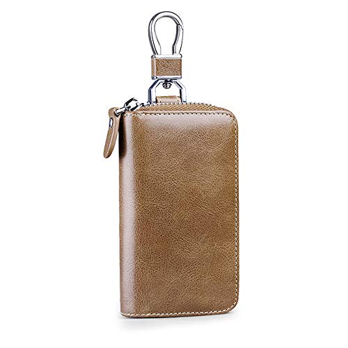 Preisvergleich Produktbild EEKUY Mann-Taillen-hängender Schlüsselkasten, lederne Schlüsselkasten-Geldbörse kann Kreditkarte / Bargeld / Zugangs-Karte / 6 Hauptschlüssel unterbringen,Khaki