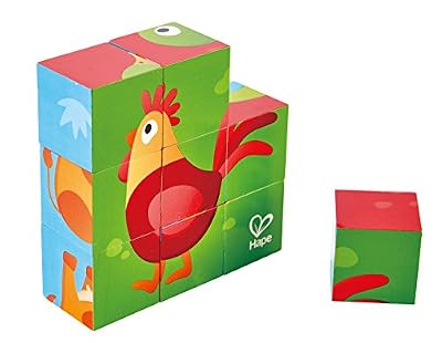 Hape- Puzzle Cubes Animaux de la Ferme, E1618