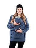 In dieser Kängurujacke für 2 sind Mama + Baby warm und schick verpackt. Der Fleece ist kuschelig weich und leicht elastisch.