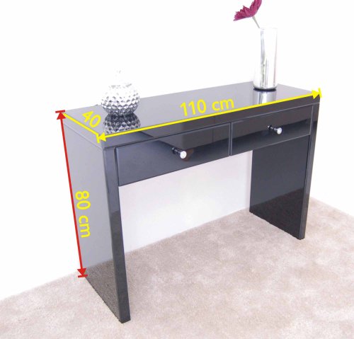 MY-Furniture Venezianischer verspiegelter Schminktisch/Konsole mit schwarzem Hochglanzspiegel + Dreifach klappbarer Frisierspiegel + Hocker - 5