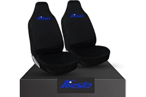 Tee AutoCare For Ford Fiesta All Years - Heavy Duty and Water Proof Durable Nylon Driver Passenger with Fiesta Logo - Car Front Seat Cover Protectors - 2 x Front Covers (Blue Logo)