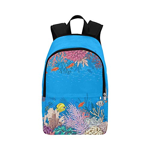 Preisvergleich Produktbild Handgezeichnete Underwater Natural Elements Sketch Lässige Daypack Reisetasche College School Rucksack für Männer und Frauen