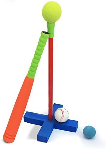 [Kids T-Ball Set Toy] CELEMOON Kids Foam T-Ball/Baseball Set Toy, 3 Different Sized Balls, Carry/Organize Bag Included, For Kids Over 3 Years Old