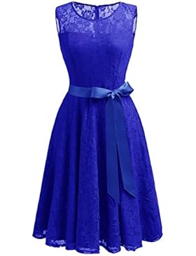 Dressystar AbendKleid Ärmellos Kurz Brautjungfern Kleid Spitzen Rundhals Damen Kleider