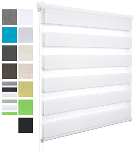 WOLTU VH5521ws Doppelrollo , Duo Rollo Klemmfix ohne Bohren , Seitenzugrollo Easyfix , lichtdurchlässig und verdunkelnd , Weiß , 90cmx150cm