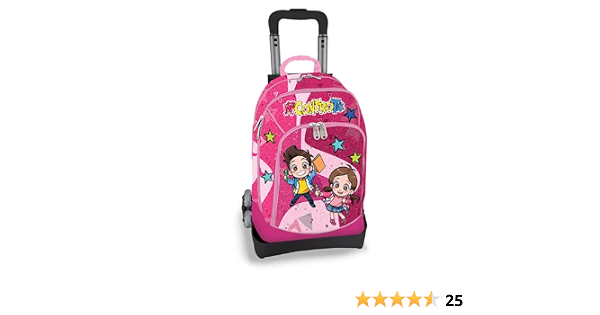 Me Contro Te Trolley Zaino Scuola Organizzato Spinner 3 Ruote Rosa e Fucsia  Glitter Sganciabile : Amazon.it: Valigeria