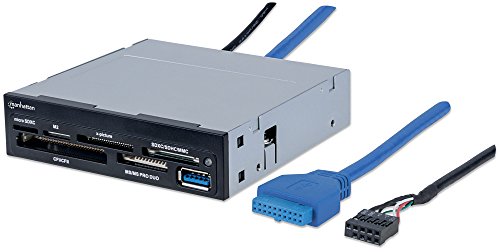 MANHATTAN Multi-Card Reader/Writer USB 3.0 3.5 Zoll Einbau 48-in-1 Unterstuetzt die meisten Kartenformate