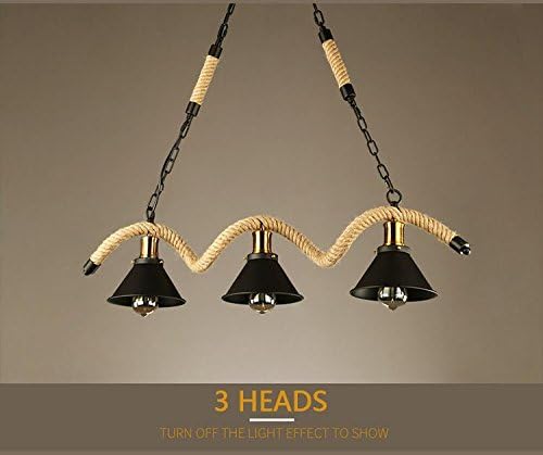 vintage Industrial Pendant lamp Wave rope Loft pendant lamp , 3 heads