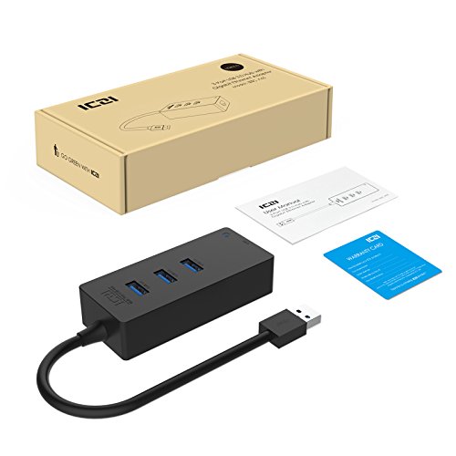 ICZI vernickelt USB 3.0 HUB, 3x USB 3.0 Ports mit ethernet, ohne Ladeport, für MacBook,Windows Laptop andere USB 3.0 kompatibel Geräten, Schwarz (3x Port mit ethernet) - 7