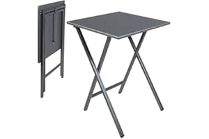 dcasa - Mesa Cuadrado Plegable Gris 48x48x65 cm