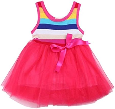 Girls Sequinned Dress Flower Princess Formal Party Wedding Bridesmaid (2-3 yers, red)
