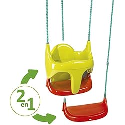 Smoby - 310194 - Jeu Plein Air - Balancoire Siège Bébé 2 En 1 - Raccord et Cordes Fournis