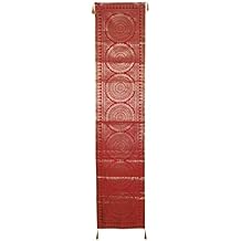 Mogul Interior Exotic Indian Table Runner Red Varanasi Silk Sari Table Decorating 72x16