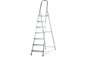 Amig - Échelle Pliable 7 marches de 8 cm de Largeur | Escabeau Antidérapant avec Poignée | Légère, Stable et Résistante | Parfaite pour Les Tâches Domestiques et l'Usage Professionnel