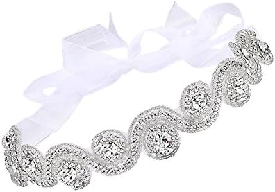 Stofirst Babies Kids Luxurious Elegant Crystal Rhinestone Crown Chain Satin Ribbon Adjustable Hairband Headpieces for 0-2 Years Old Girls