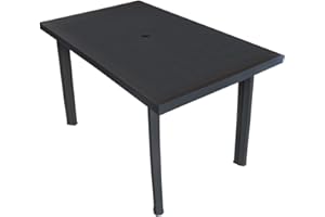 ‎VIDAXL vidaXL Gartentisch mit Schirmloch Witterungsbeständig Esstisch Campingtisch Tisch Terrassentisch Gartenmöbel Anthrazitgrau 126x76x72cm Kunststoff