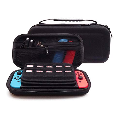 Preisvergleich Produktbild Tragetasche für Nintendo Switch, Funmazit Tragbare Reisetasche mit 21 Kartuschenhalterungen für Switch und anderes Zubehör ,Schwarz