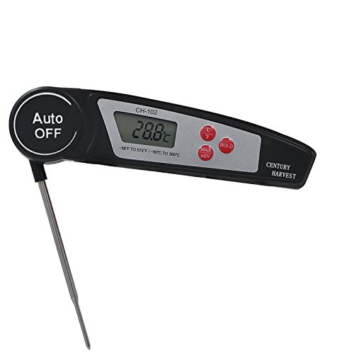 Temperatur Küche Haushaltsthermometer Einstichthermometer Digitales Universales Kochthermometer faltbar Schwarz