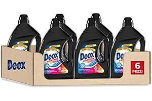 Deox - Detersivo Lavatrice Liquido Colorati e Scuri, 180 Lavaggi, Smacchia e Ravviva i Colori, con Tecnologia Anti-Transfer, 1500ml x 6 Confezioni