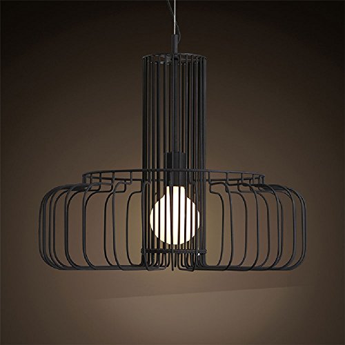 Preisvergleich Produktbild Moderne einfache Esszimmer Schlafzimmer Wohnzimmer Lichter japanischen massiven Holz kreative Bar retro einzigen Kopf Design Kronleuchter Eisen Käfig Beleuchtung zwei Farben 110V ~ 240V ( Color : Black-S )