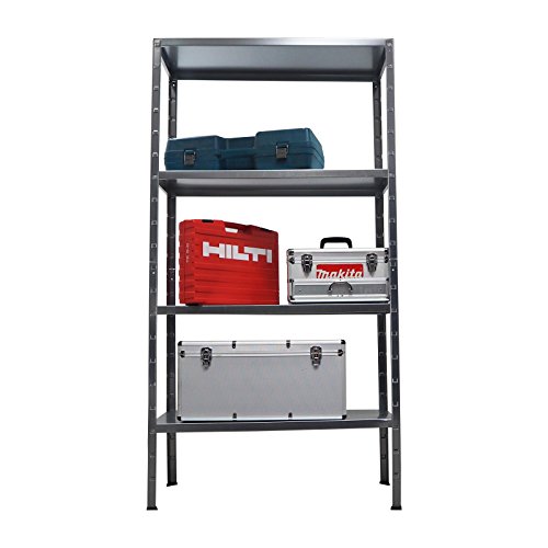 Regal Steckregal verzinkt Metall 190x100x40cm Regalsystem Steckregalsystem 4 Metall-Böden Traglast 280kg einfache Montage durch Stecksystem kein Verschrauben Schulte - 5