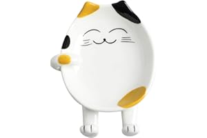 GRIZEF Ceramic Cat Spoon Rest for Kitchen Counter, Multi-Functional Chopsticks Spoon Holder,Ceramic Utensil Holder -Essential Kitchen Gadgets & Accessories, Decor Gift for Cat Lover (Yellow)
