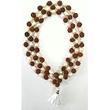 Divya Shakti Natural Rudraksha & Pearl Mala 6 mm Beads - 108+1 Beads Japa/Rosary Rudraksh + moti Mala (Spiritual mala)