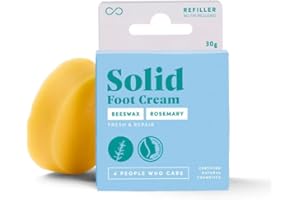 4 PEOPLE WHO CARE Crema solida per piedi biologica con cera d'api e burro di karité - Da 4peoplewhocare® - Crema ecologica per la cura dei piedi secchi - Al profumo di rosmarino fresco ed eucalipto (Refill)