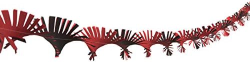 Hand Made by Aunty Mabel NOW MADE WITH NEW SUPERIOR QUALITY CREPE PAPER Hand Fringed Ceiling Decoration Streamer Party Wedding Christmas (red and black)