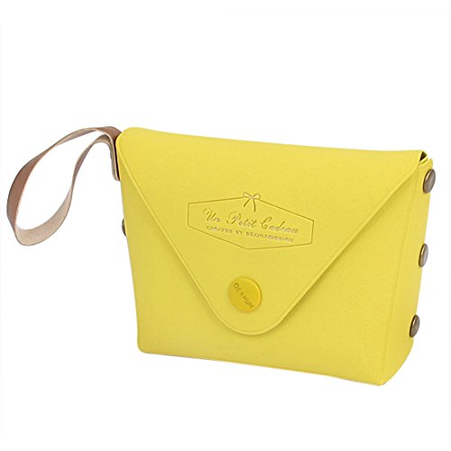 Preisvergleich Produktbild sourcingmap® Gelb Kunstleder Metall Mini einzelnes Fach Taschengeld Müntze Geldbeutel Damen