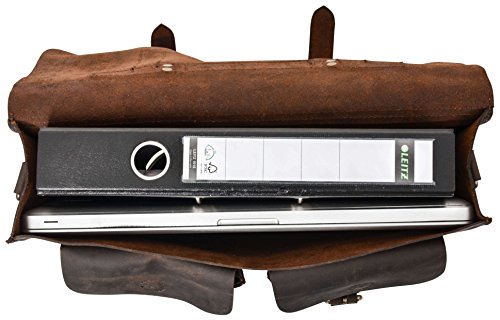 Gusti Leder studio „Edgar“ Rucksack oder Umhängetasche Ledertasche Laptoptasche 15,4″ Rucksack Lederrucksack Cityrucksack für Outdoor Bordtasche Unirucksack Arbeitstasche Klassiker Büffelleder Echt Leder Vintage Elegant Damen Herren Antikbraun 2M2-26-54 - 4