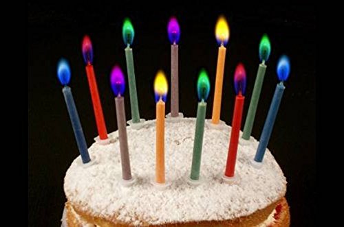 Party Bags 2 Go 12 Candele Colorate con Fiamma Colorata